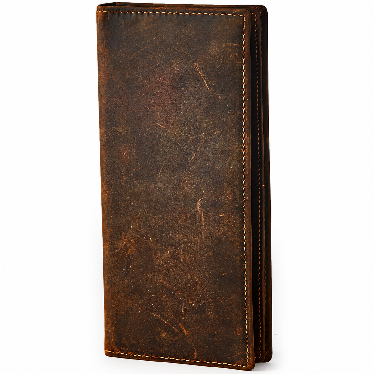 Dark Brown | Hudson vintage cowhide long bifold wallet in dark brown