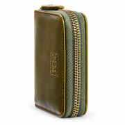 Green | Camden green card wallet side profile and zipper