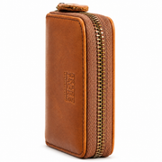 Yellow | Yellow leather zip card wallet side profile