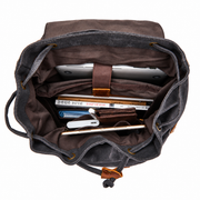 Gunmetal | Gunmetal rucksack open interior and storage pockets