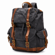 Gunmetal | Gunmetal vintage laptop backpack three-quarter view