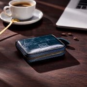 Blue | Camden blue card wallet size comparison with phone