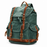 Forest green | Forest green laptop backpack three-quarter view