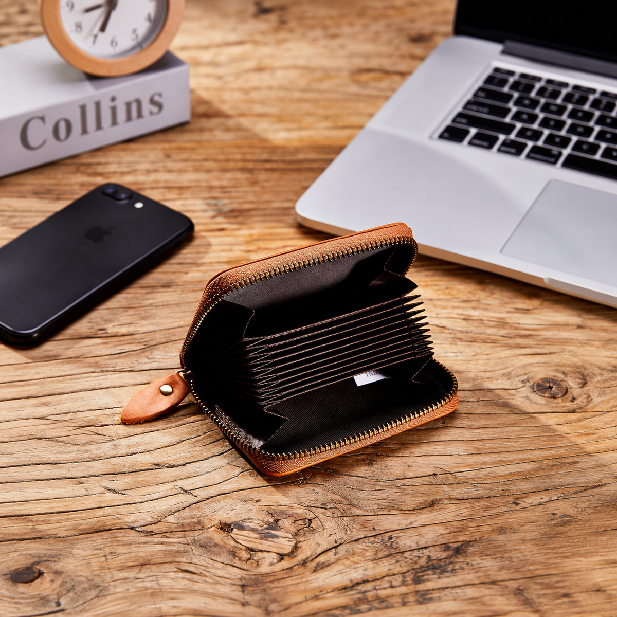 Yellow | Yellow RFID wallet open accordion interior