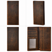 Dark Brown | Hudson dark brown long wallet shown closed and open
