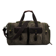 Green | Atlas olive green waxed canvas weekender duffel front view